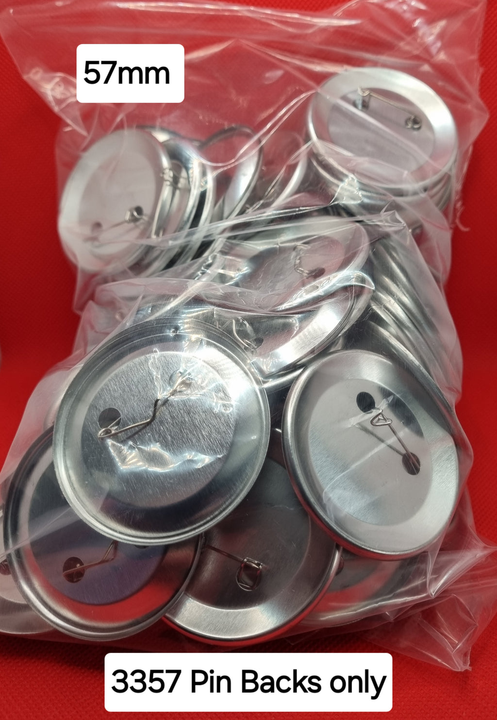 100 Metal Pin Backs only 57mm ( 3357 )