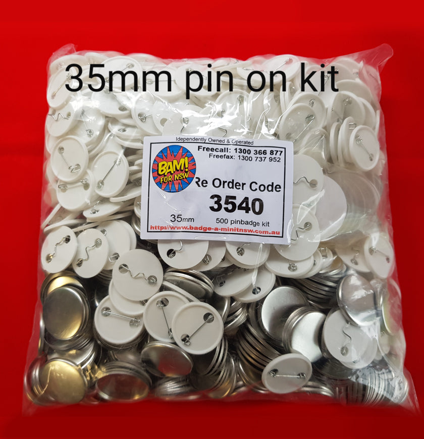 Plastic Pin Back Badge kit 35mm ( 3520 3530 3540 3550 )