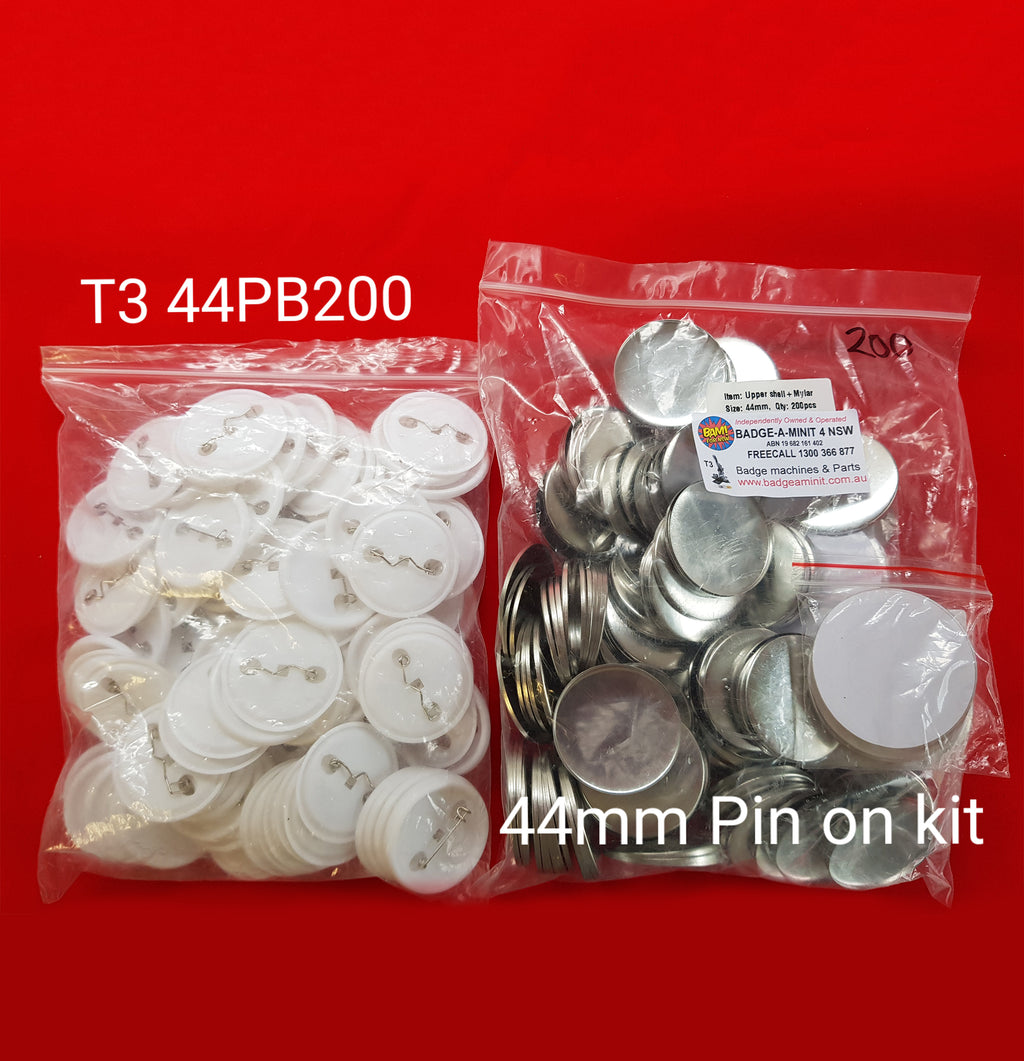 T3 Pin on Badge Kit 44mm ( T3 44PB200 ) 400 600 1000