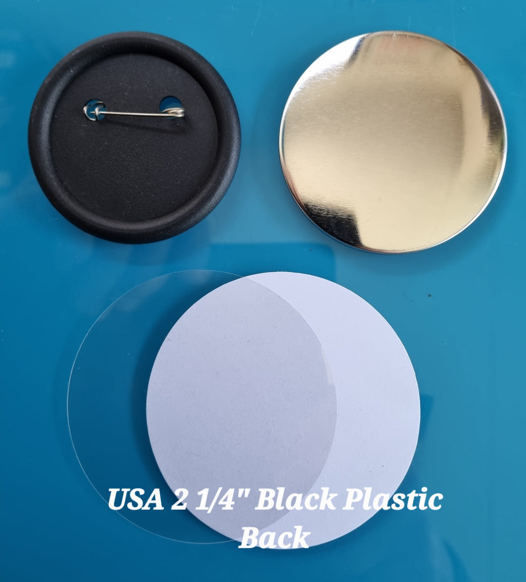 2 1/4" Black Plastic Back Badge Kit (BBPB100, BBPB500 BBPB1000)